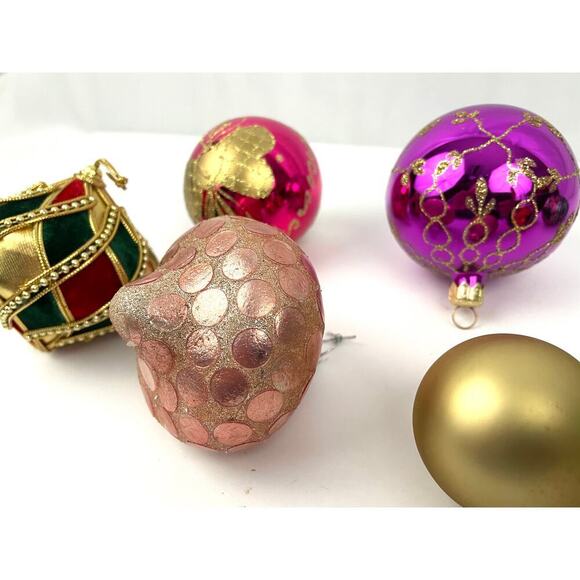 VTG Glitter Glass Ornaments Lot of 8 Round Sphere Hand Painted Czech Bulb - Picture 3 of 16